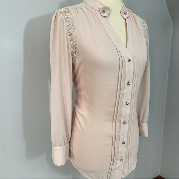 Anthropologie Moulinette Soeurs Coquette Lace Blouse Pink Top Girly Career Date - Picture 13 of 15